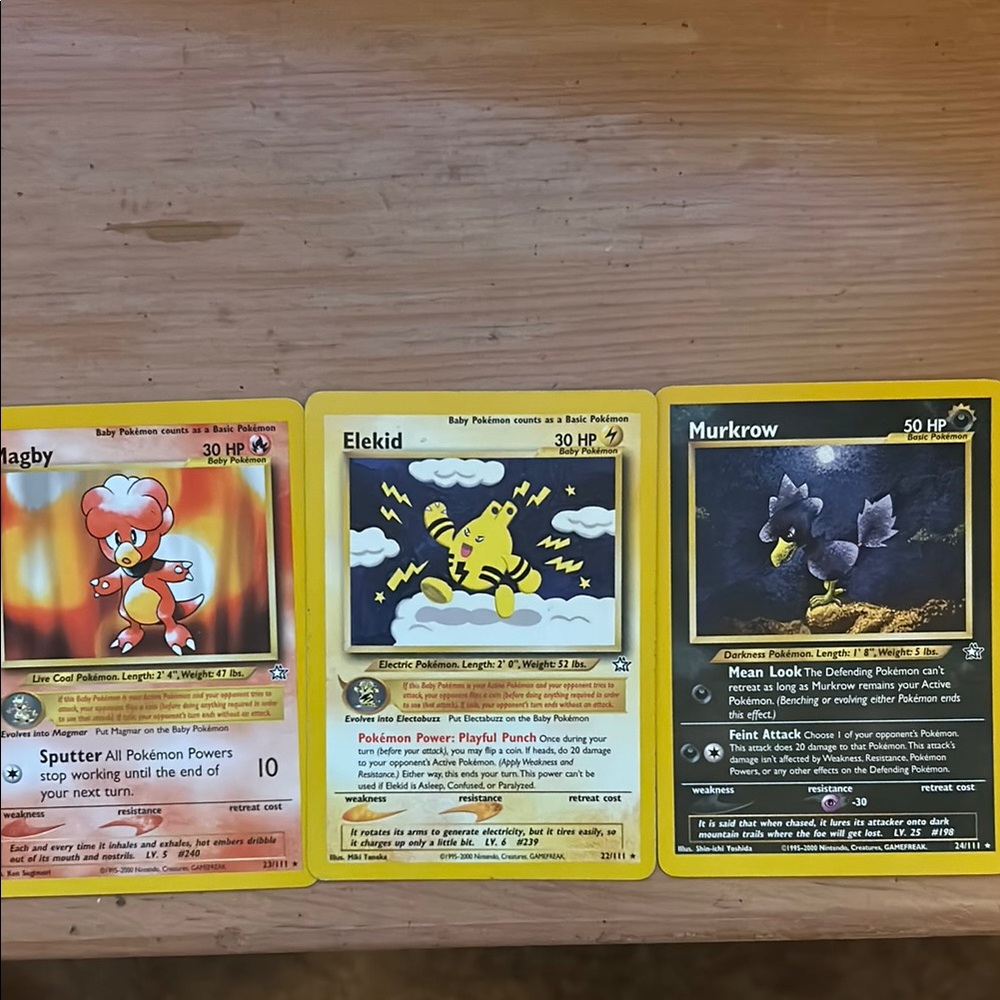 Pokemon Trading Card Set - Magby, Elekid, Murkrow